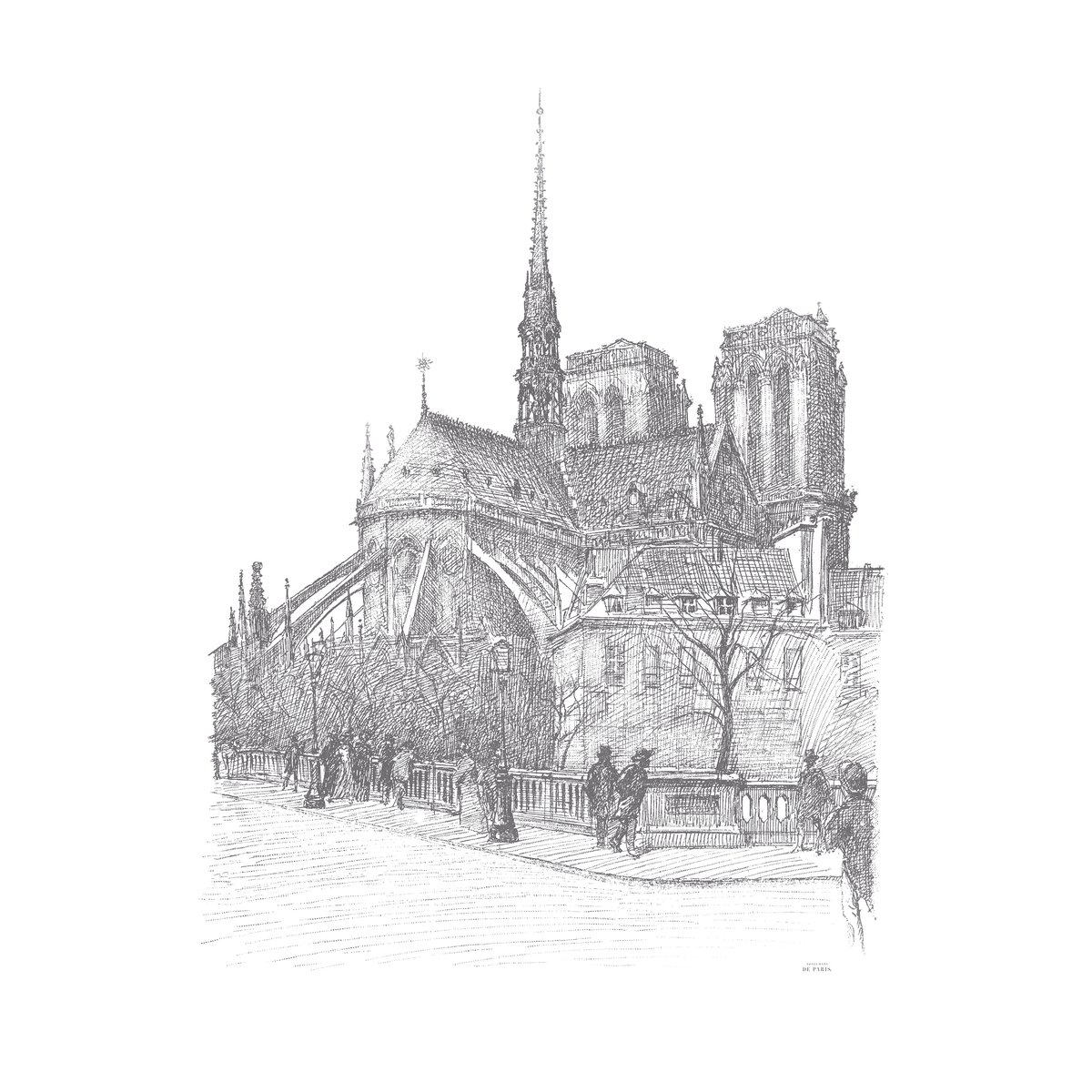 Papier peint panoramique NOTRE DAME noir, LE PAPIERS DE NINON
