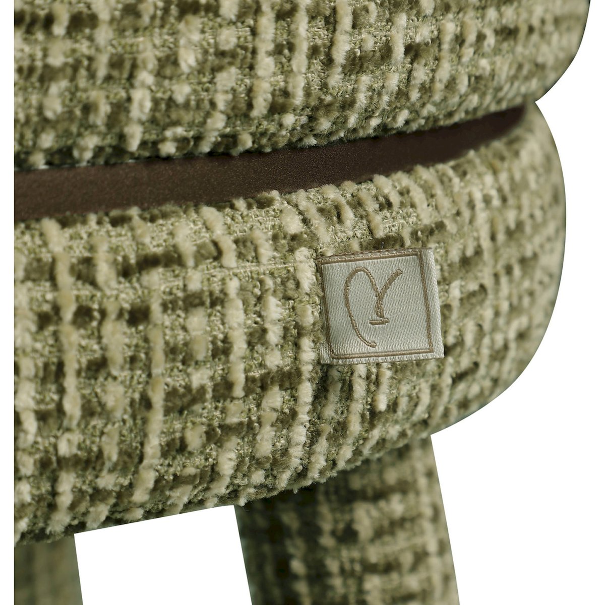 Tabouret de comptoir pivotant en tissu vert blockweave, RECOLLECTION