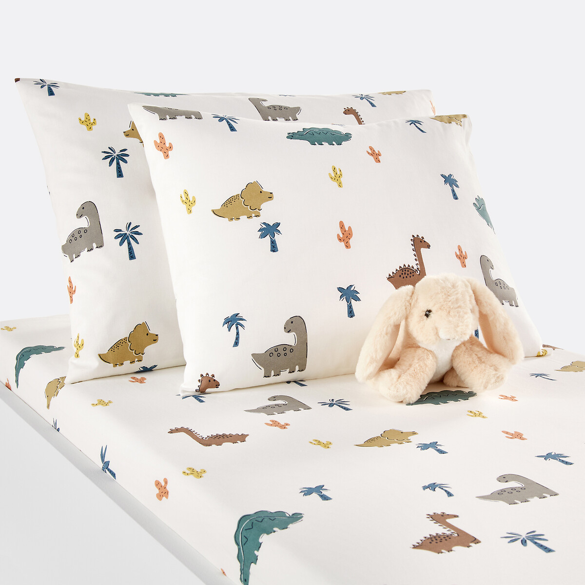 Taie d'oreiller coton, Dino Pop imprimé blanc, LA REDOUTE INTERIEURS