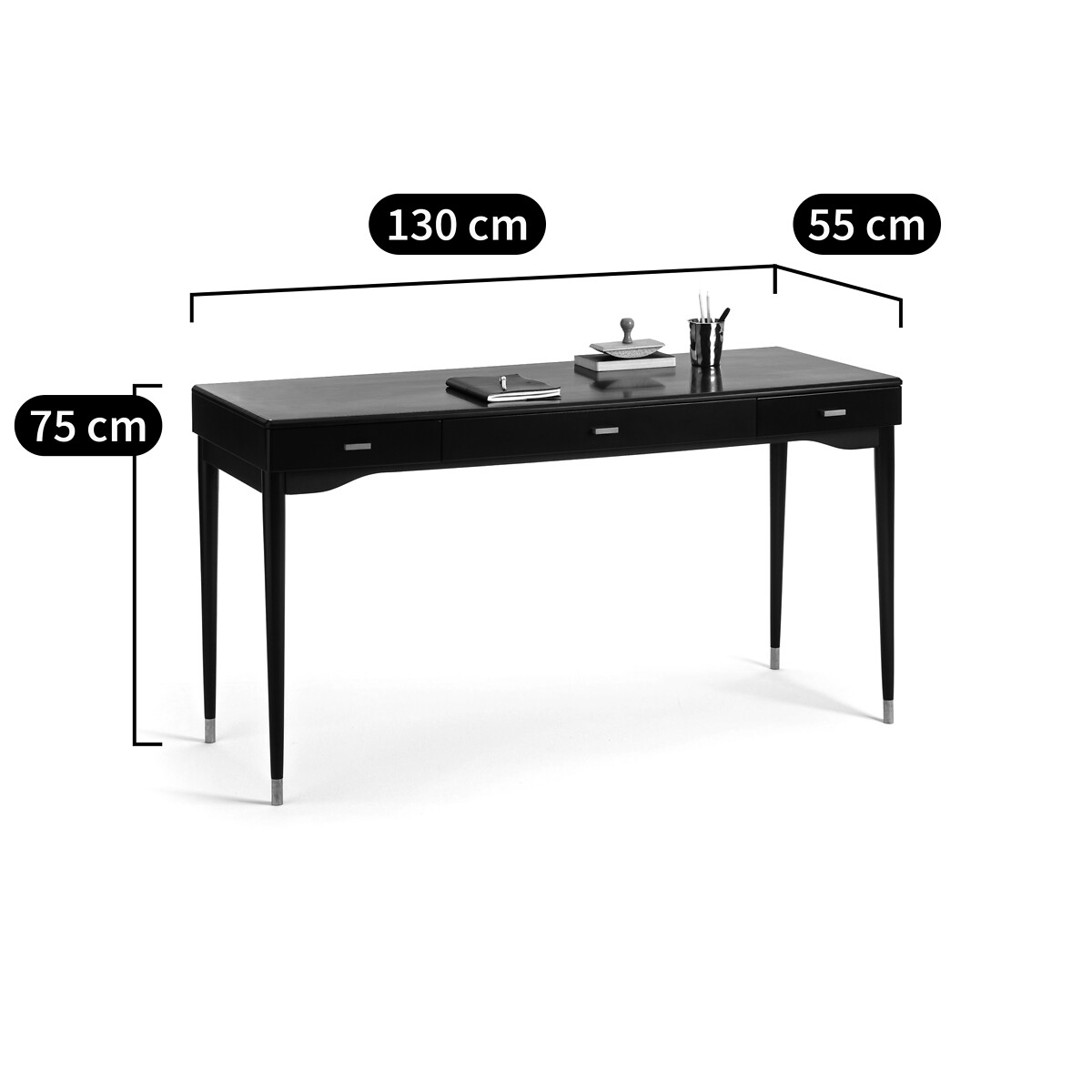 Bureau 3 lades, Novani zwart, LA REDOUTE INTERIEURS