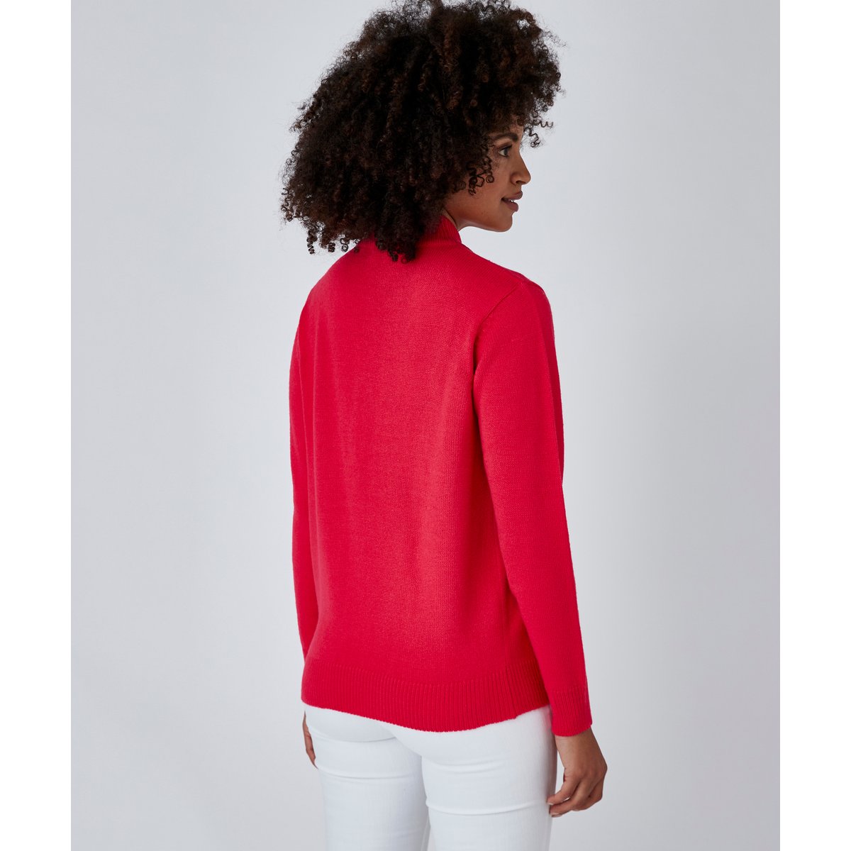 Pull col montant boutonné rose framboise, DAMART