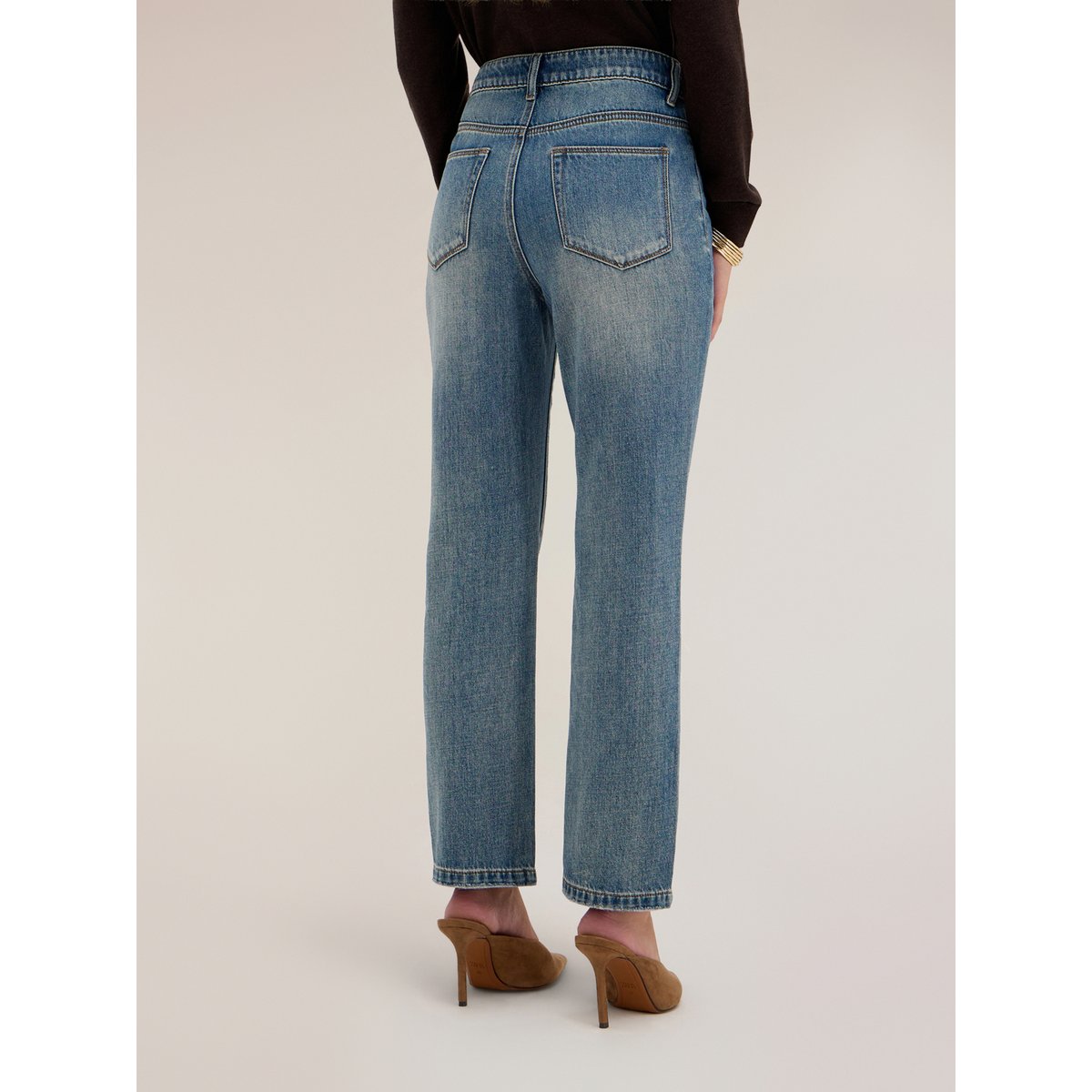 Jean regular taille haute avec détail strass light - blue, MOTIVI