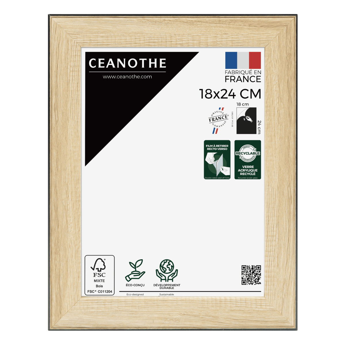 Cadre Photo En Résine Recyclée NEWTON noir, CEANOTHE