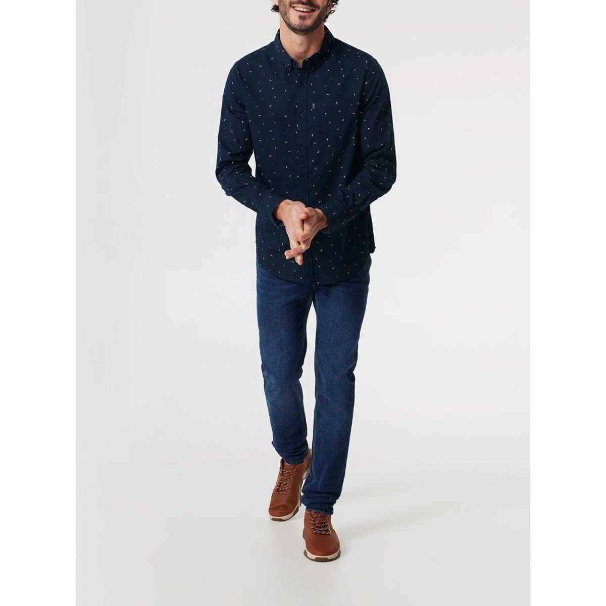 Chemise manches longues MARTYCHE14032 marine, TBS