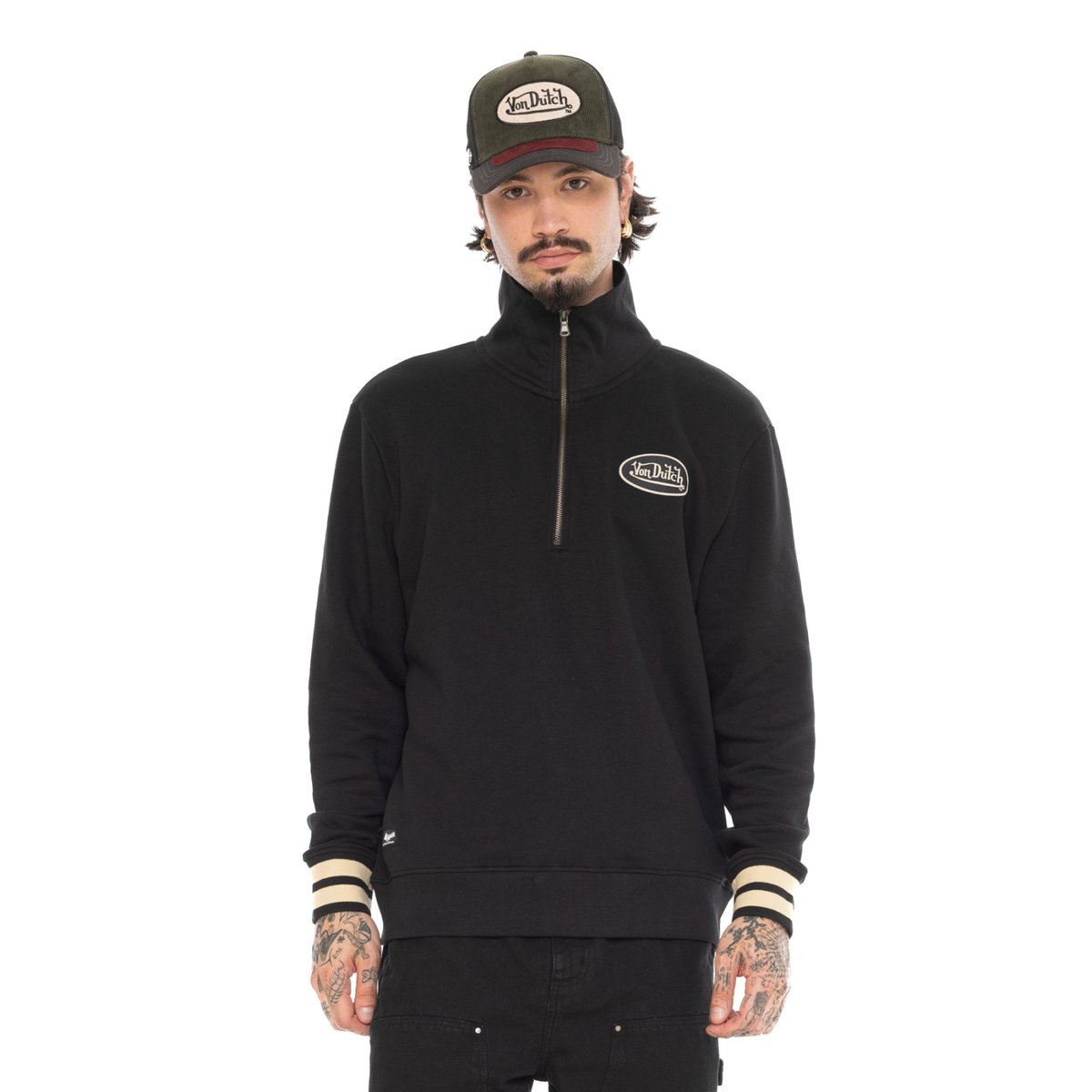 Sweatshirt zippé ALEC noir, VON DUTCH