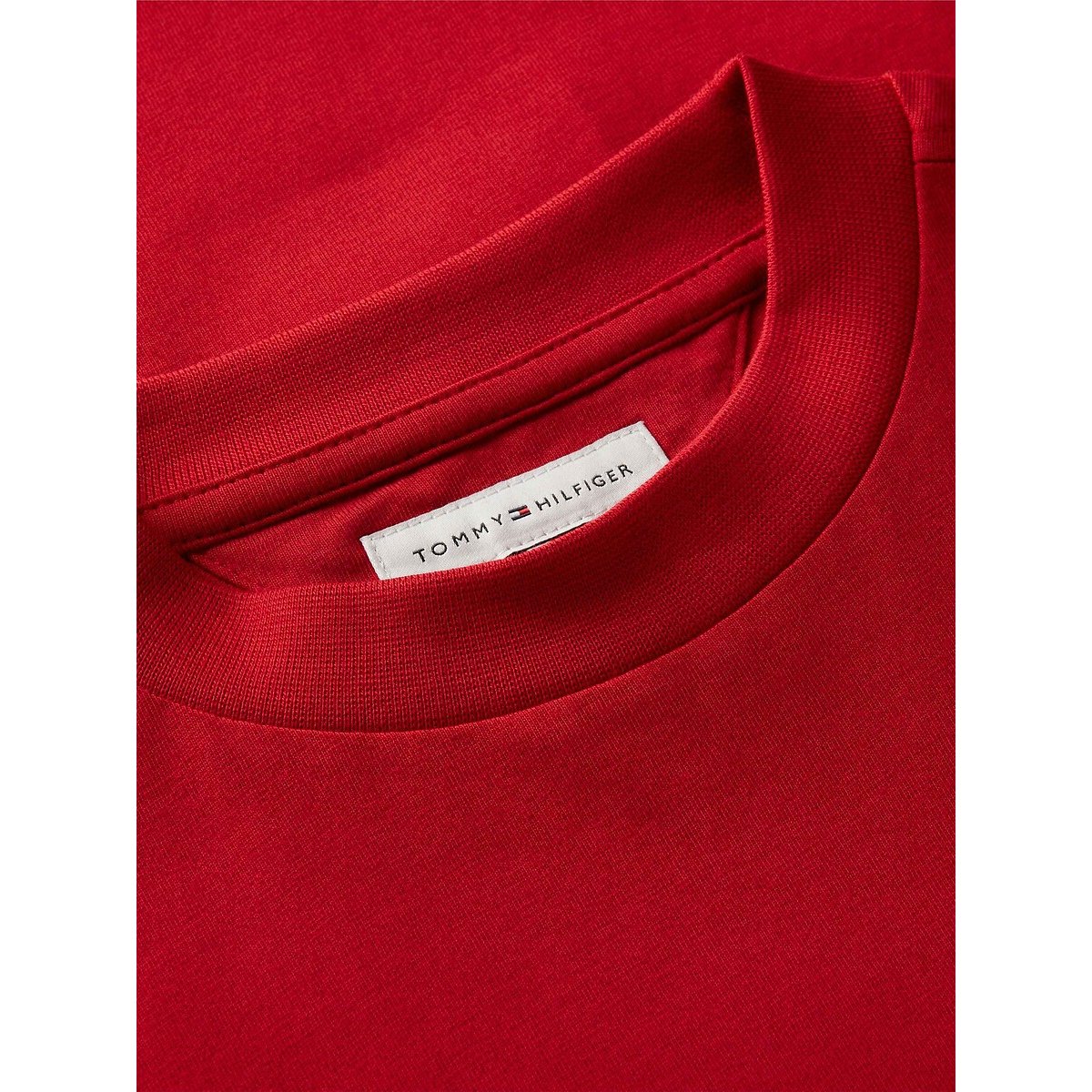 T-shirt manches courtes, logo brodé rouge, TOMMY HILFIGER