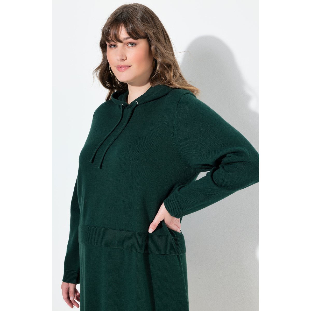 Robe maille, capuche, coton bio vert émeraude, ULLA POPKEN