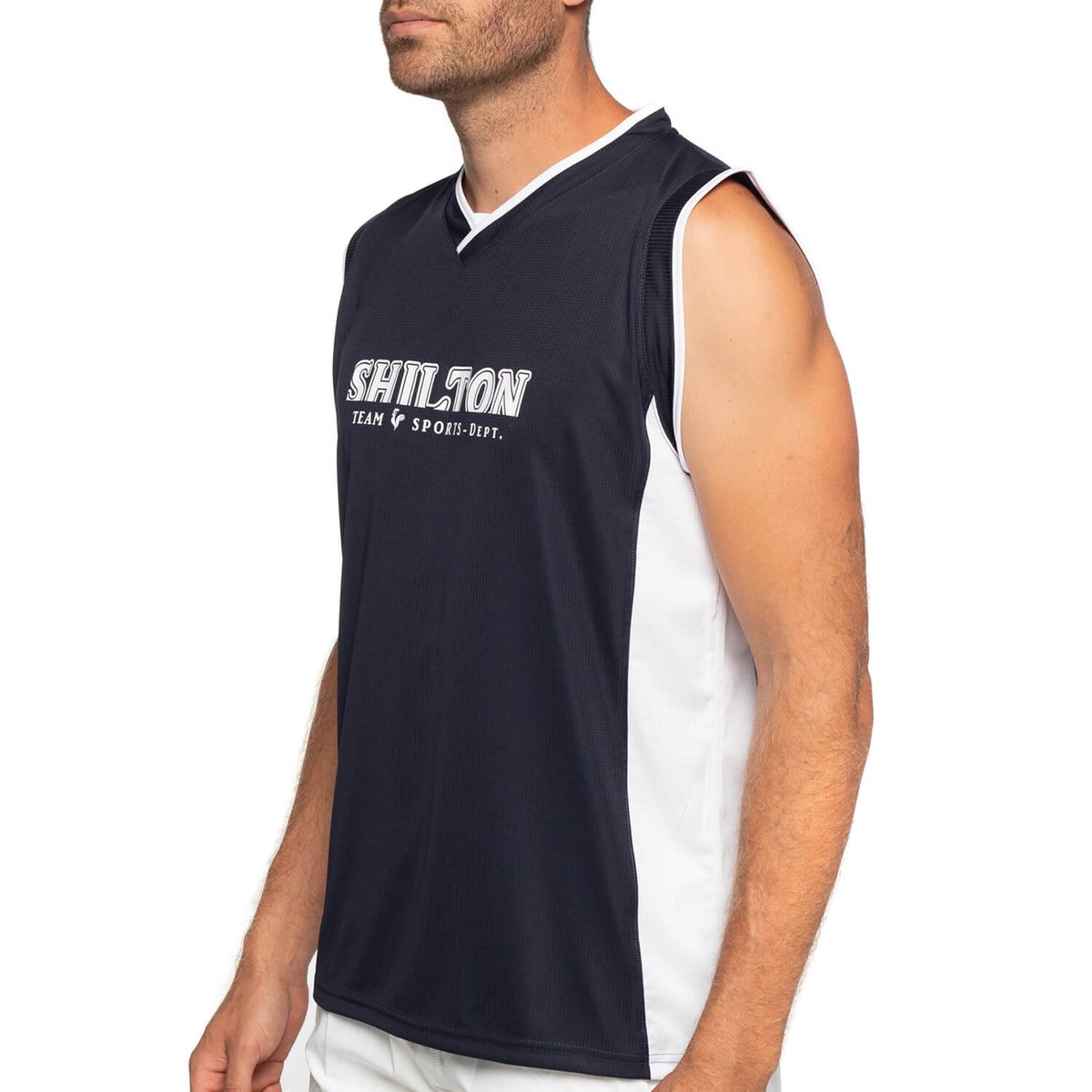 Débardeur sport tricolore navy x blanc, SHILTON