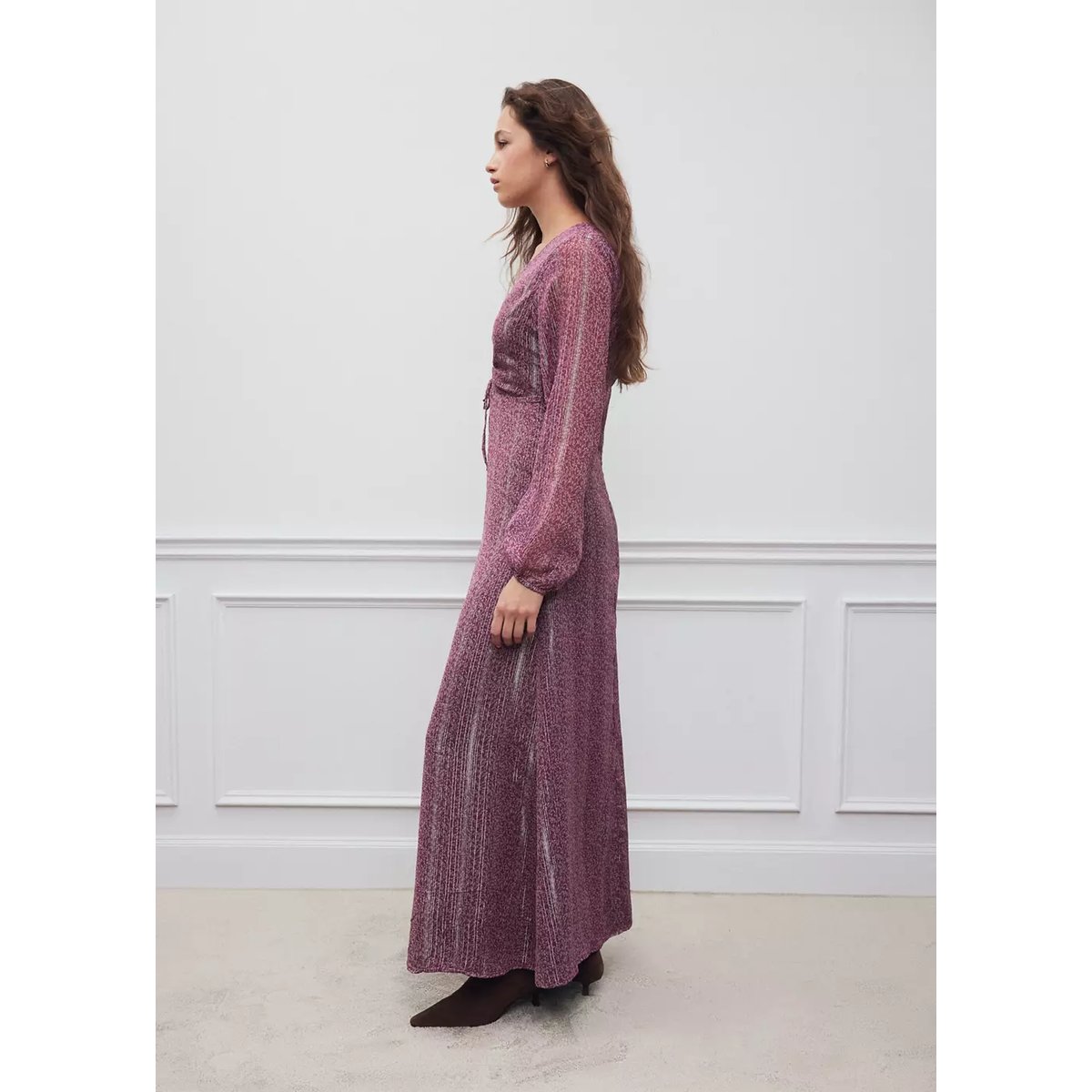 Robe imprimé à fleurs en fil textile rose, MANGO TEEN
