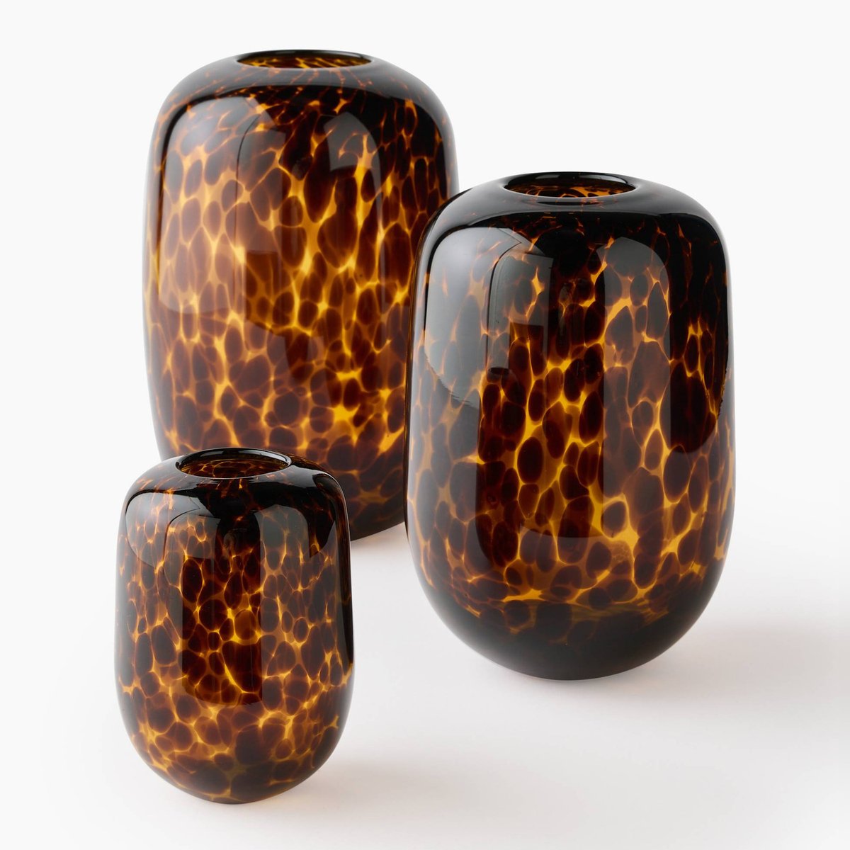 Vase ovale tacheté léopard, H35cm,  en verre ambre, MONOPRIX