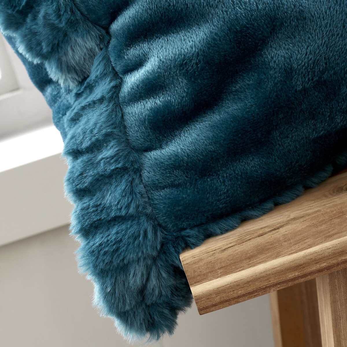 Velvet And Faux Fur Cushion teal, CATHERINE LANSFIELD