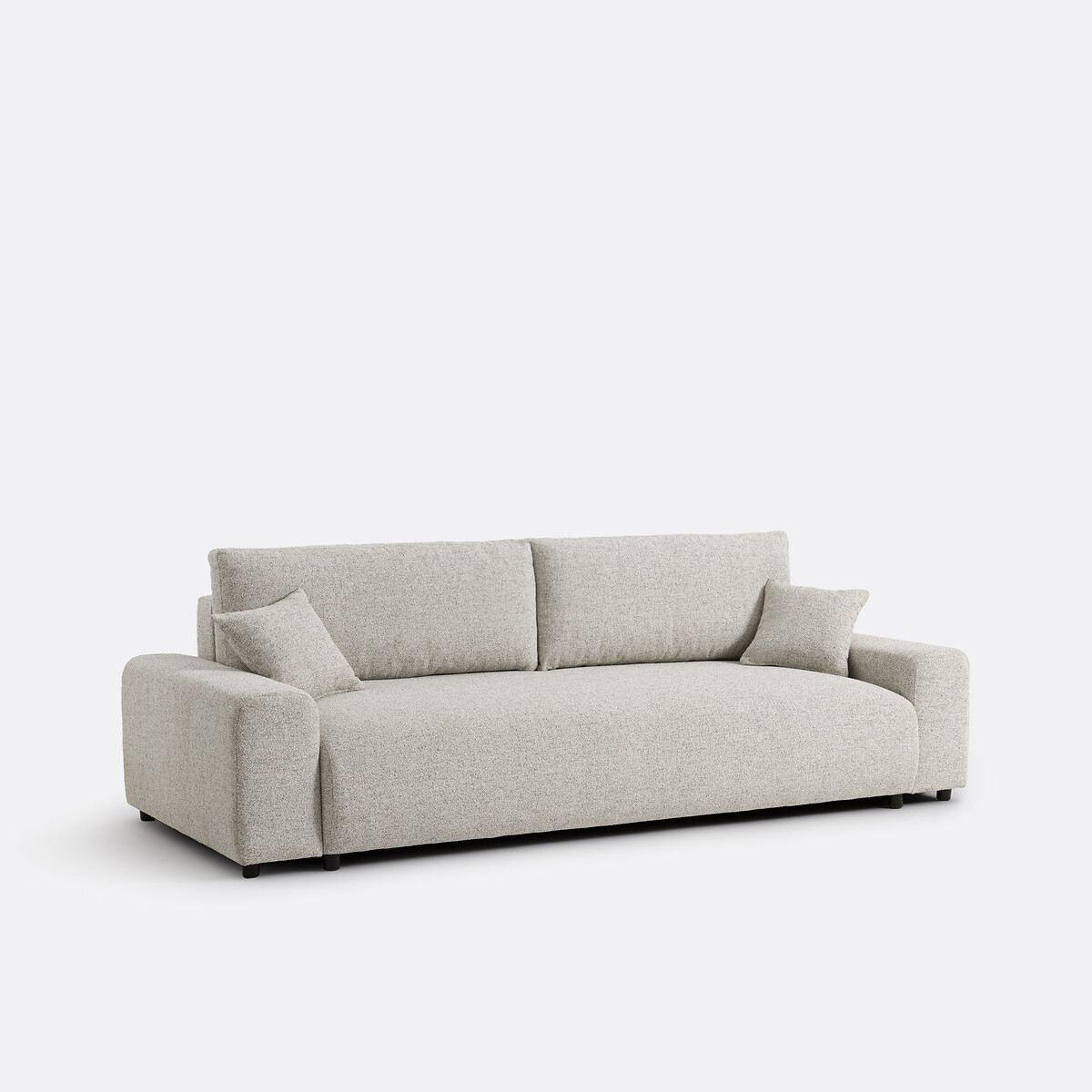 Canapé droit, convertible, avec coffre, 3 places, tissu texturé moucheté, GALENE ecru/bleu, LA REDOUTE INTERIEURS