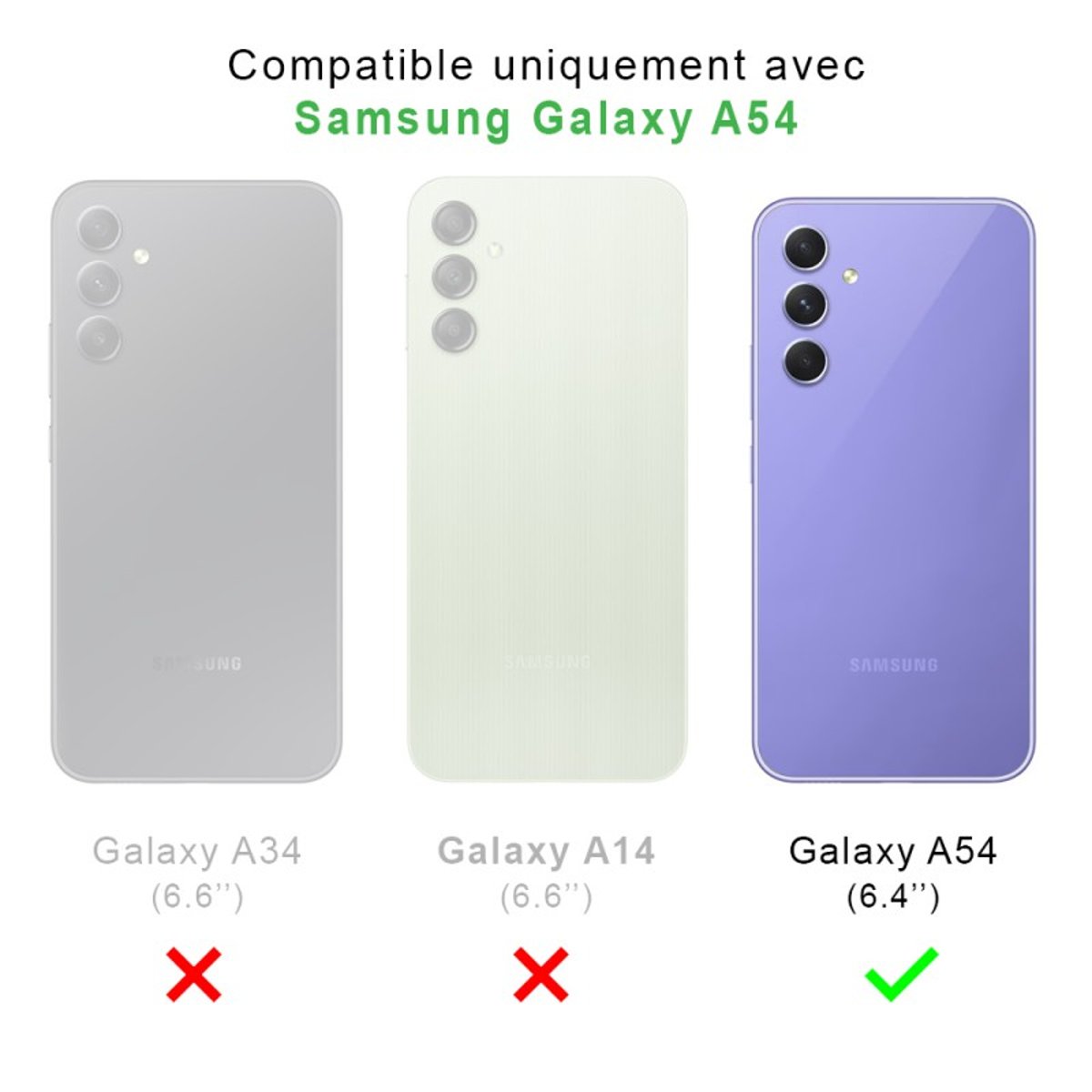 Coque Galaxy A54 antichoc + 2 vitres bleu, EVETANE