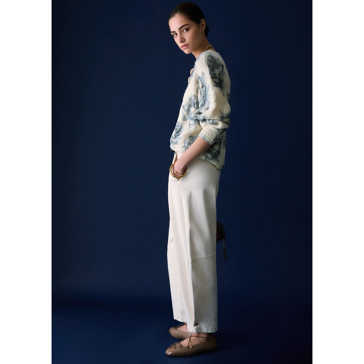 Pantalon ballon en punto milano blanc, LIU JO