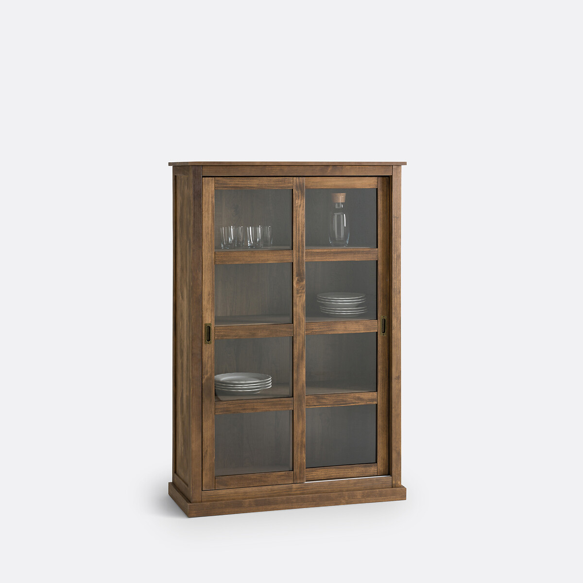 Vitrine basse 2 portes pin massif et MDF, Lunja ciré naturel, LA REDOUTE INTERIEURS