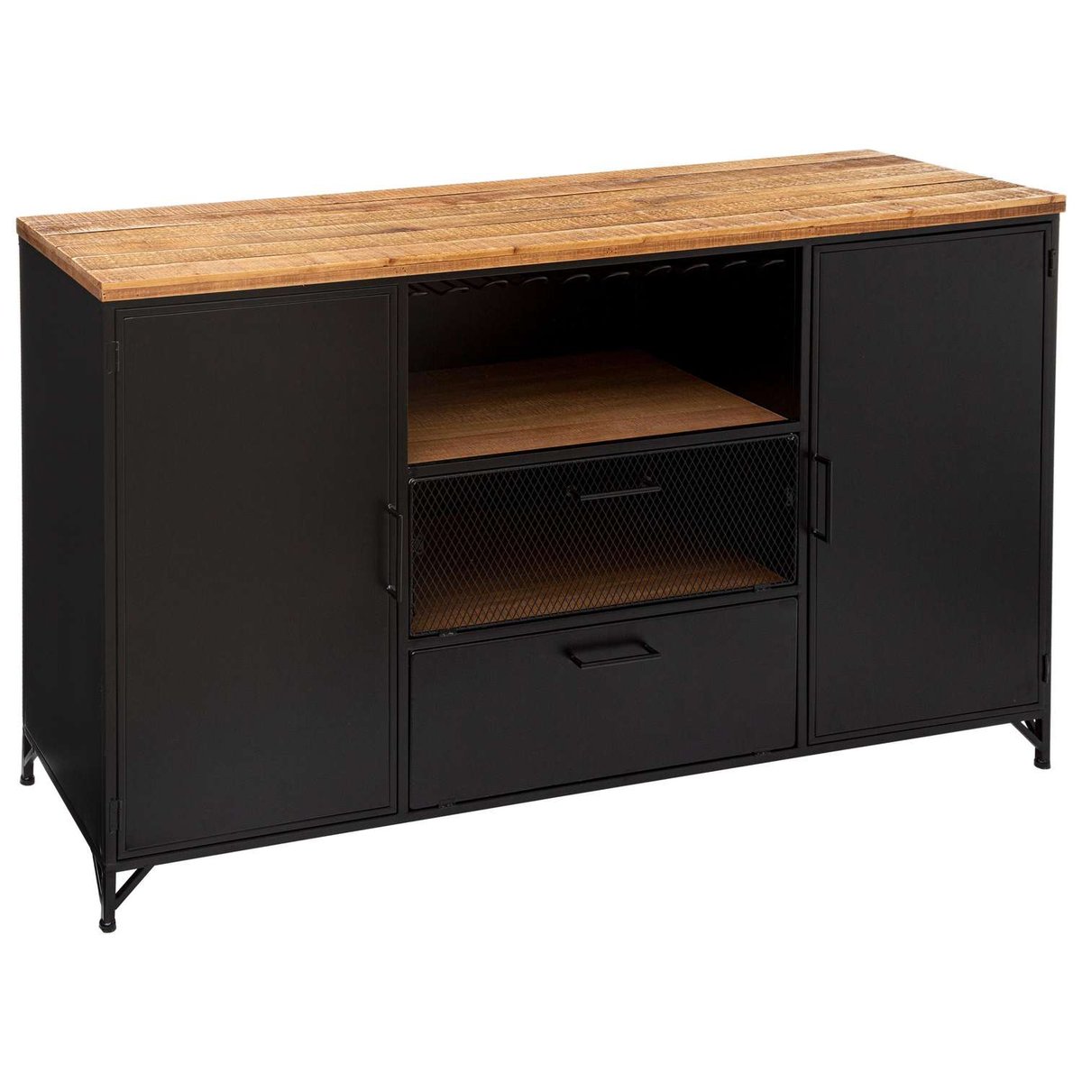 Buffet 2 portes et 2 tiroirs en bois CIERNA noir, ATMOSPHERA