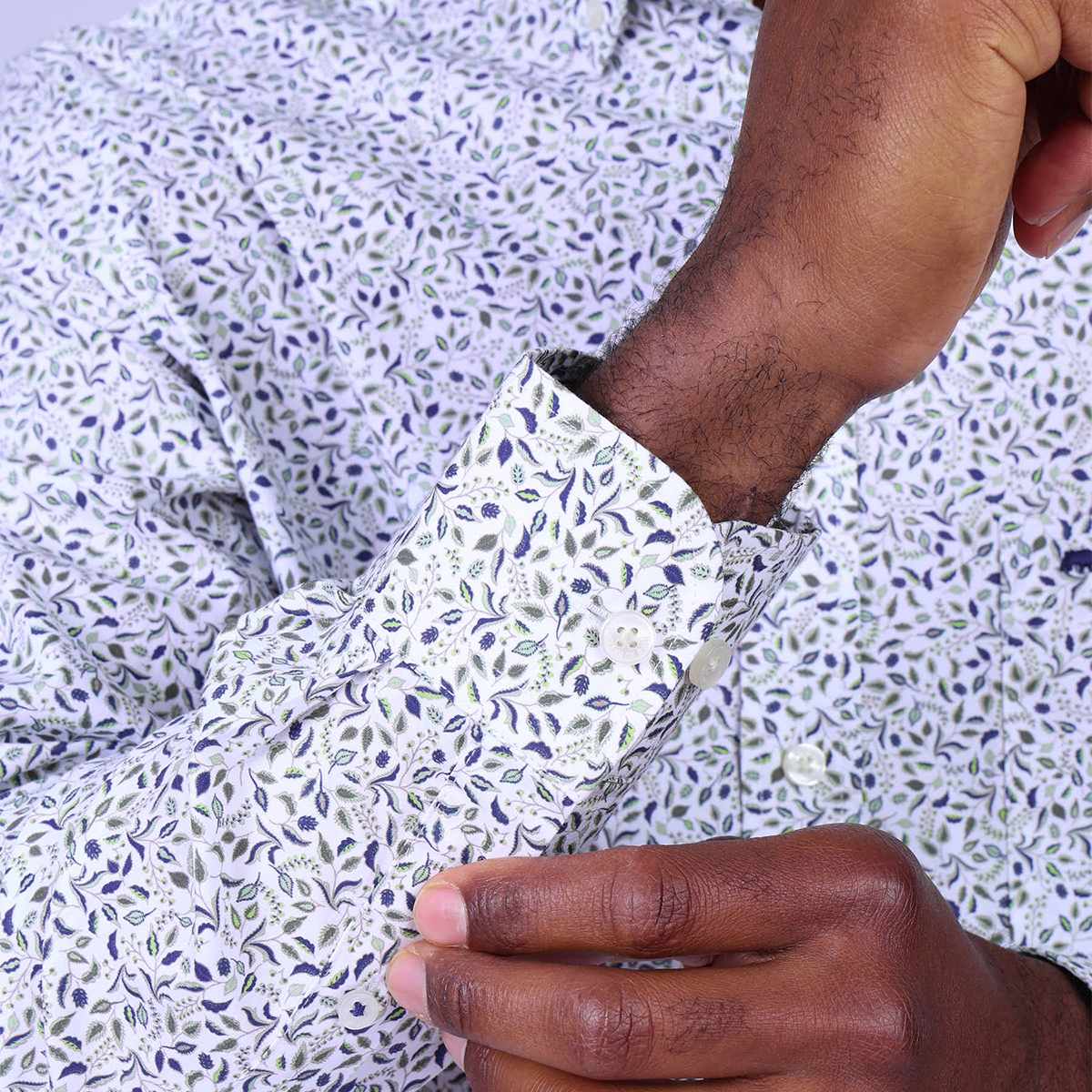 Chemise fleurie Huglin blanc casse, MISE AU GREEN