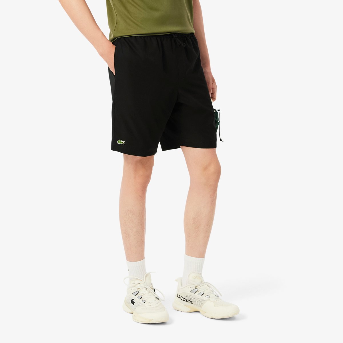 Short Sport léger taffetas diamanté noir-031, LACOSTE