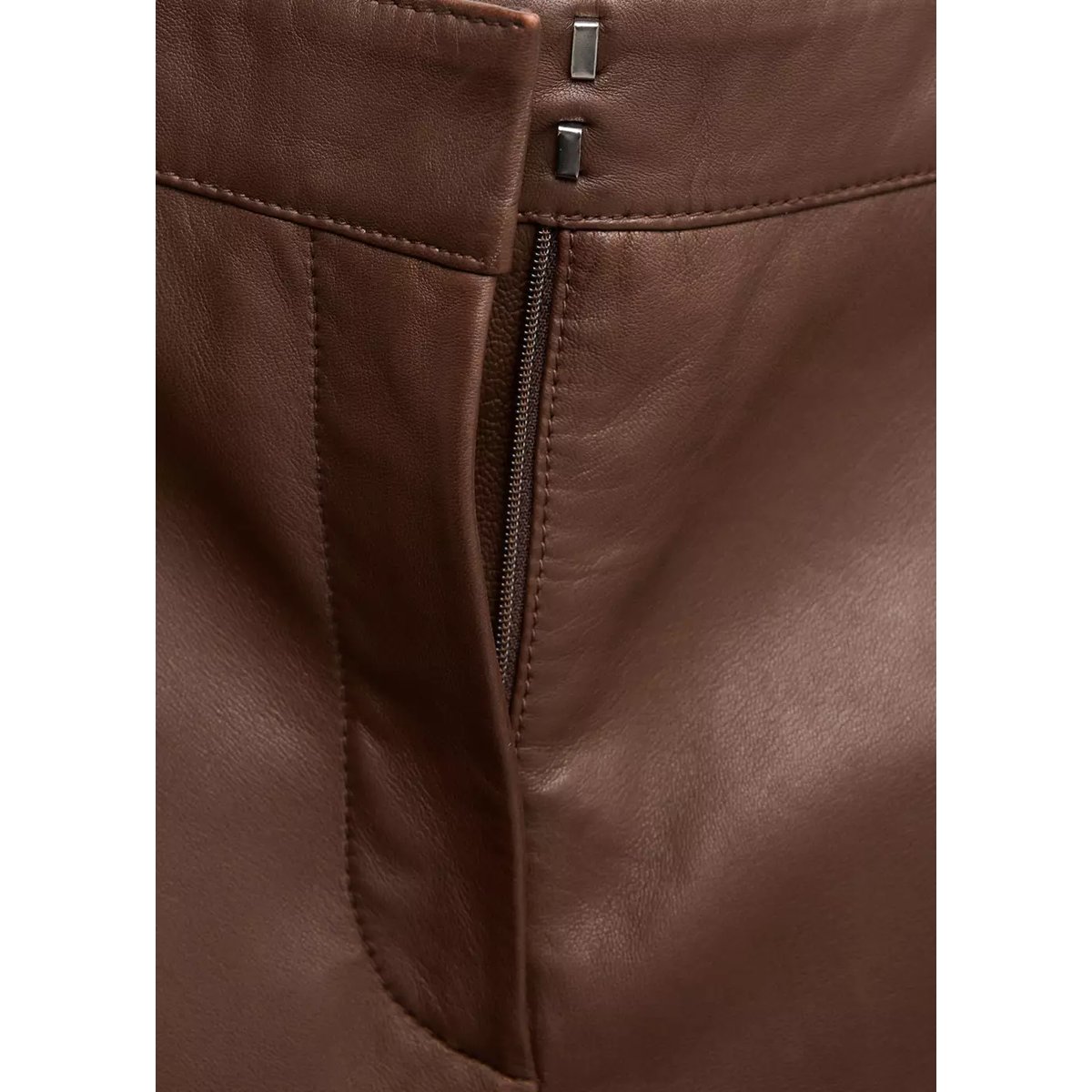 Pantalon flare cuir marron, MANGO