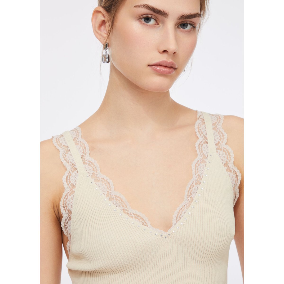 Top avec détails en dentelle beige clair, LIU JO