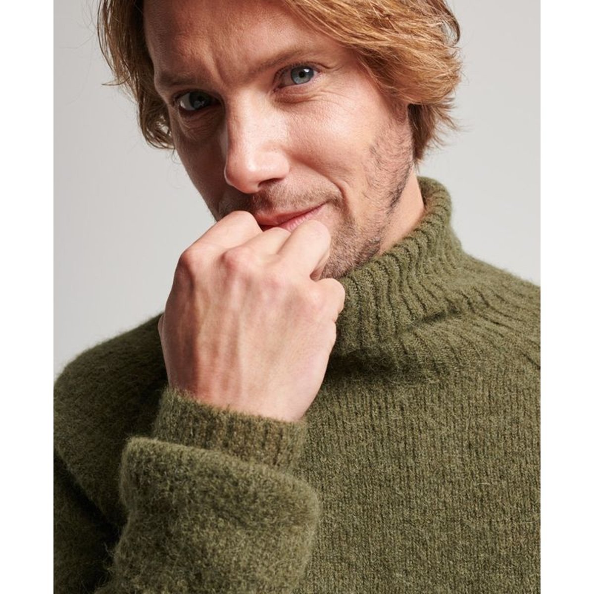 Pull épais à col roulé Studios vert mousse foncé, SUPERDRY