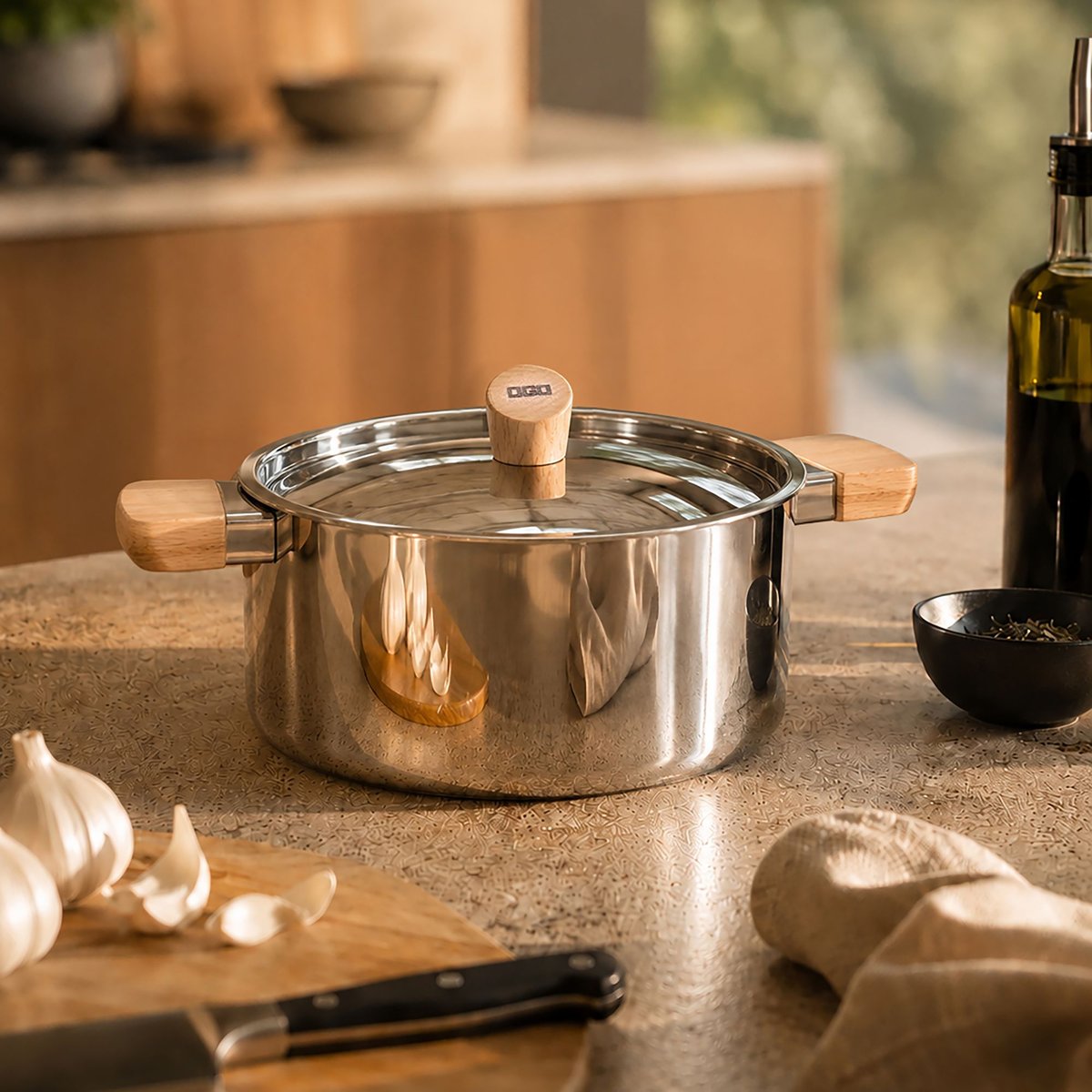 Faitout 24cm en acier inoxydable, ECTOR inox-naturel, OGO LIVING