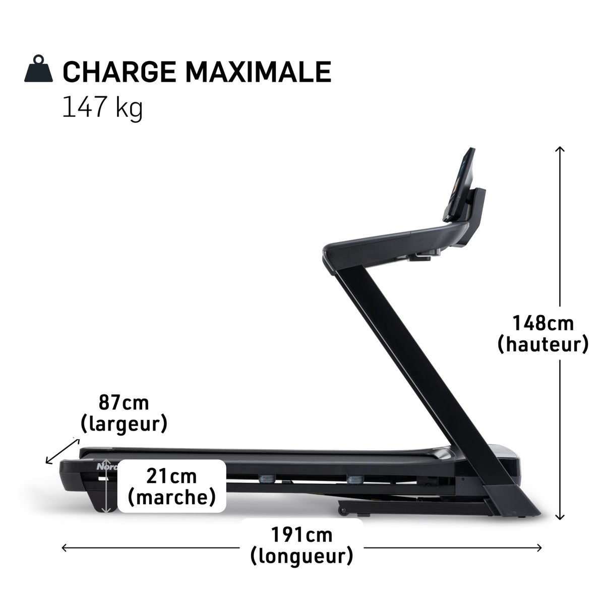 Tapis de course Tapis de course T series 9 | Écran tactile 10" | 19 km/h noir, NORDICTRACK
