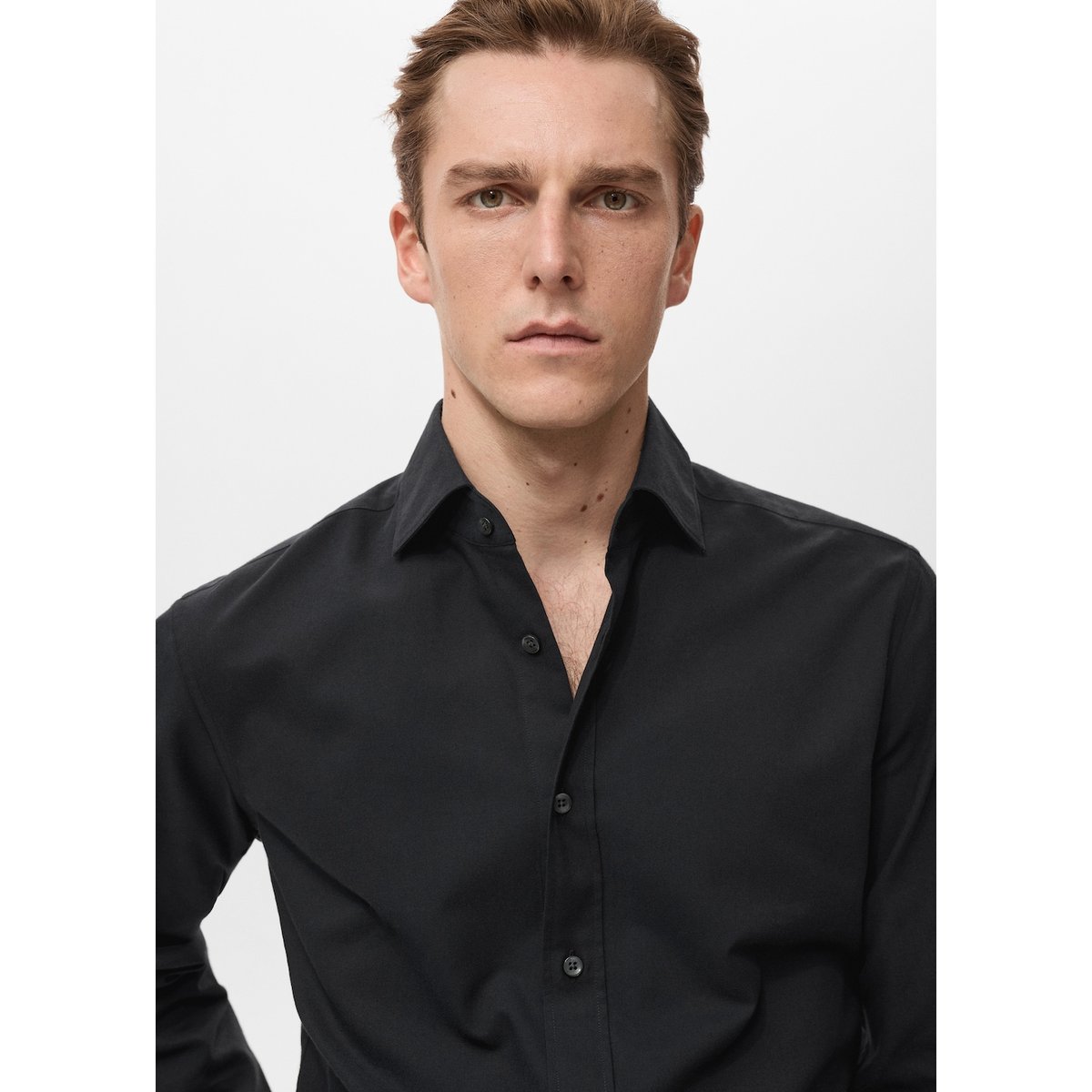 Chemise 100 % coton slim-fit noir, MANGO MAN