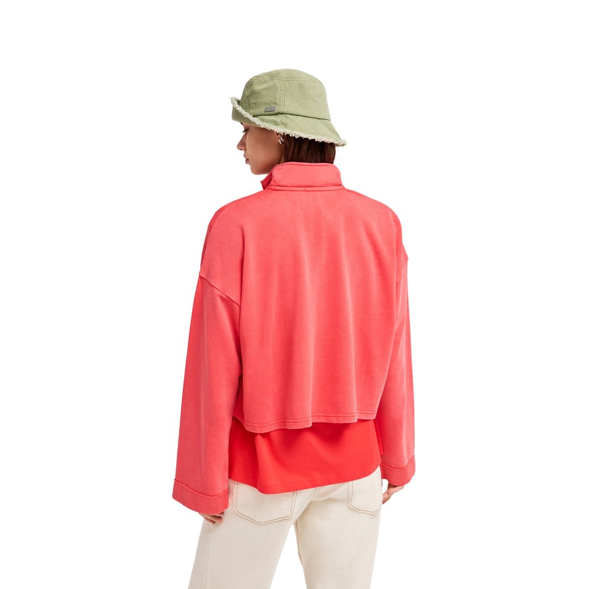 Sweat à capuche demi-zip STARS CATCHER. rouge hibiscus, ROXY