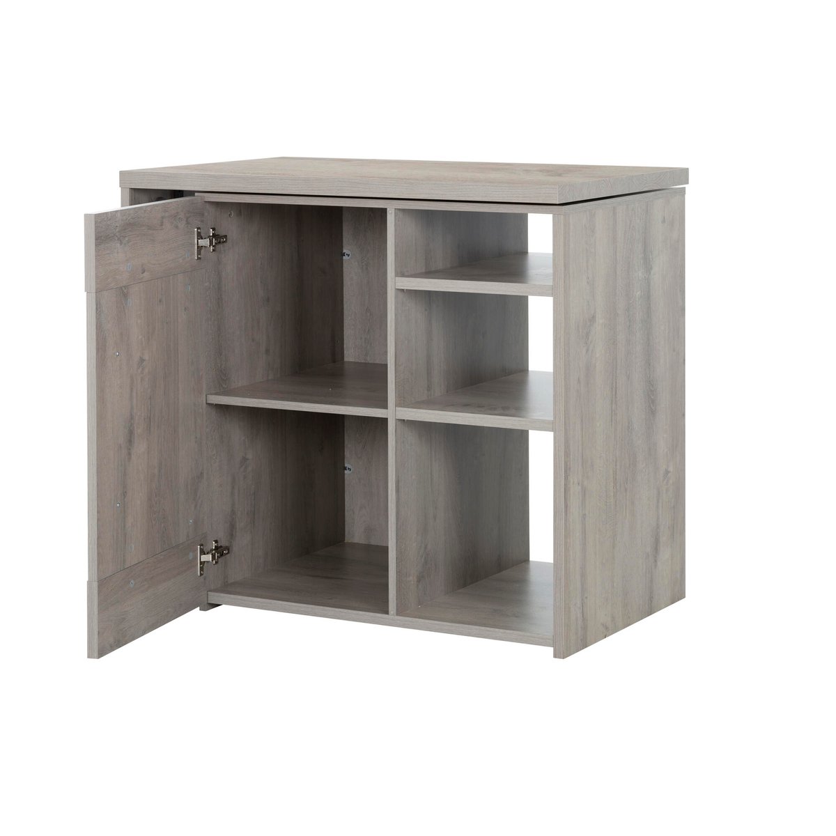 Bar pivotant avec roulettes et étagères gris, GAMI