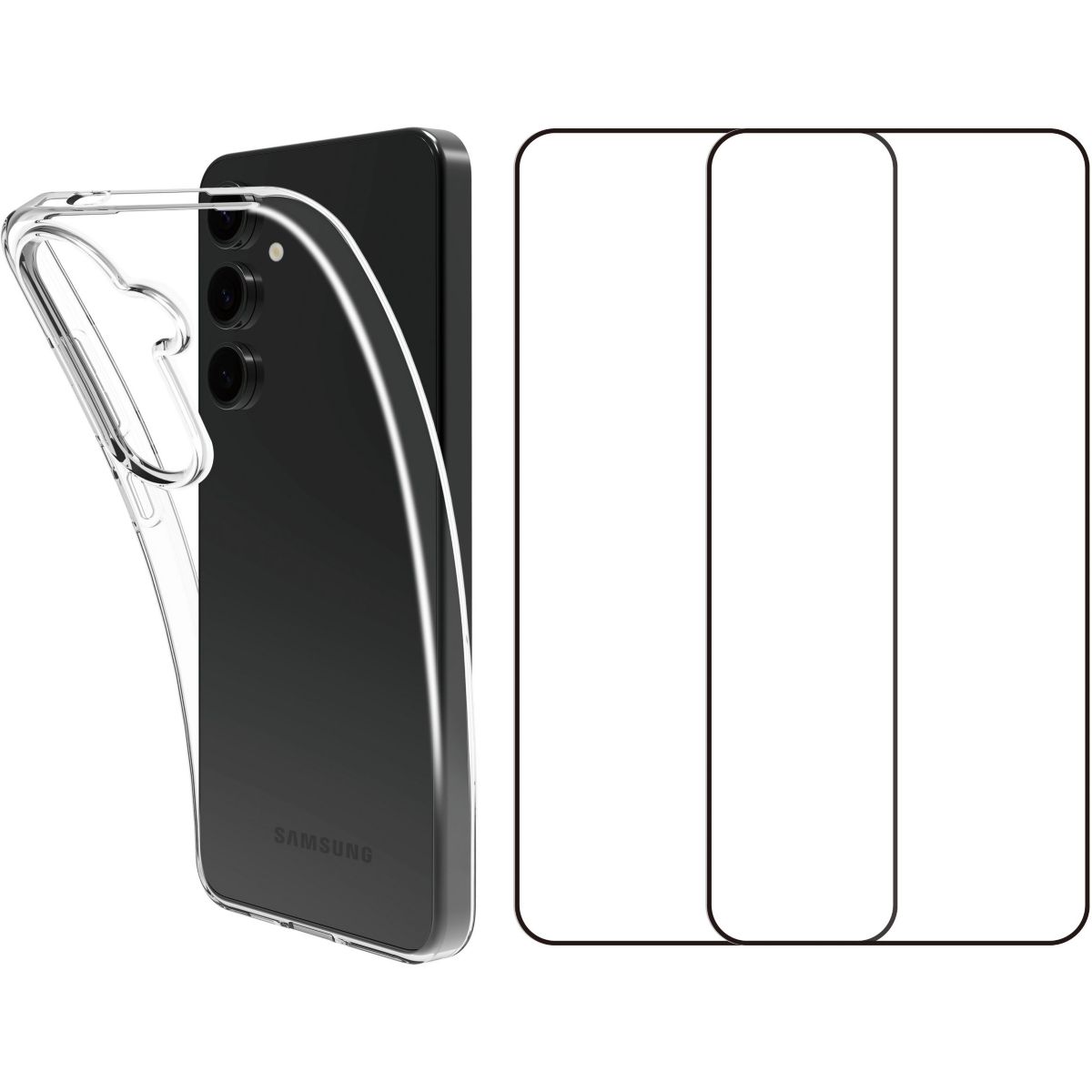 Pack Samsung S25 Coque + verre trempé couleur unique, ESSENTIEL B