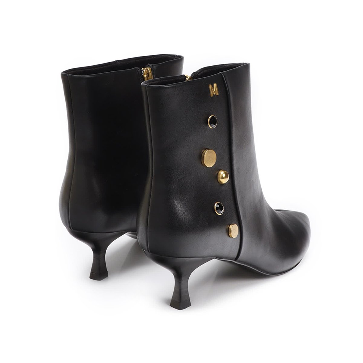 Bottines cloutées à talons en faux cuir noir, LOLA CASADEMUNT