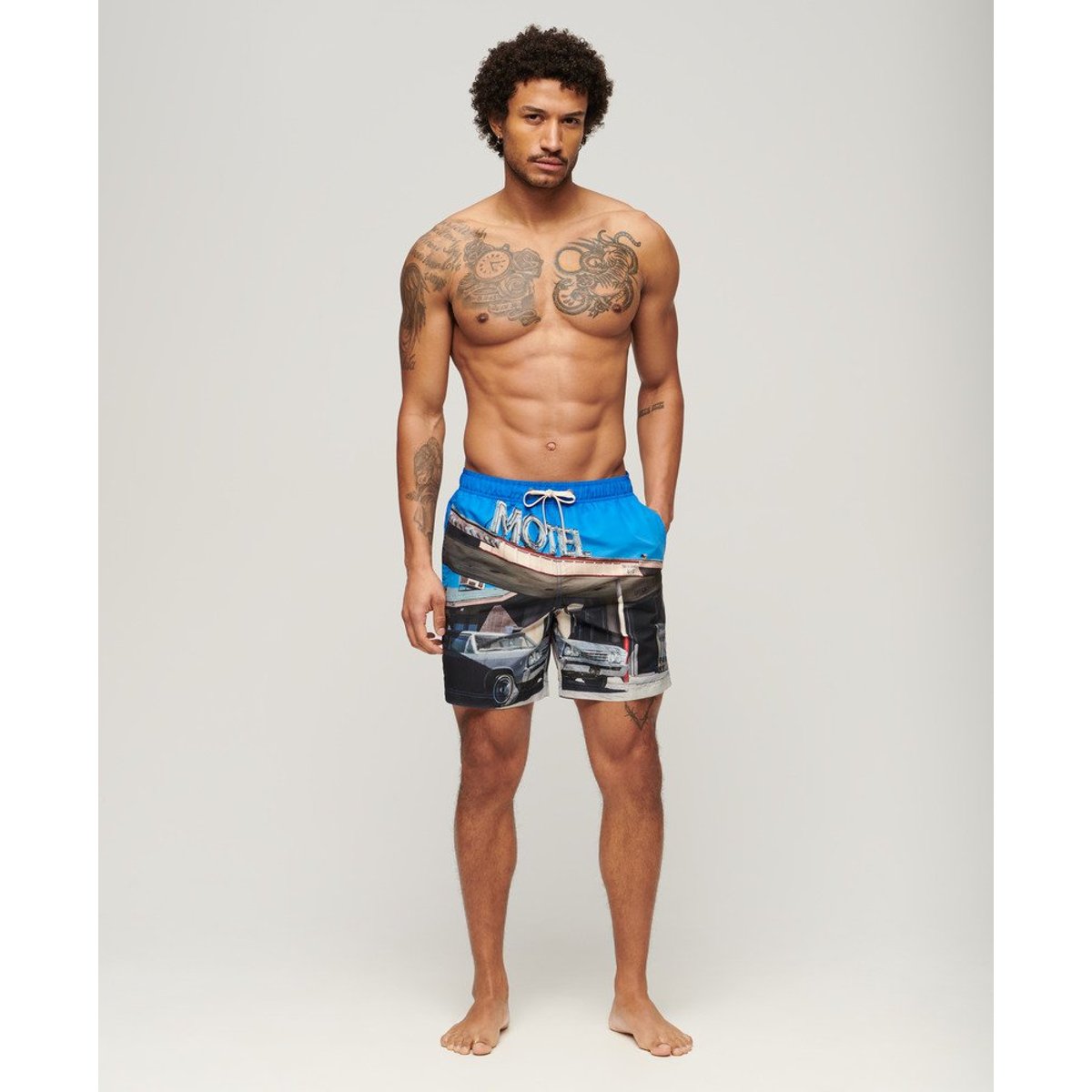 Short de bain Photographic recyclé longueur 43 cm motel blues, SUPERDRY