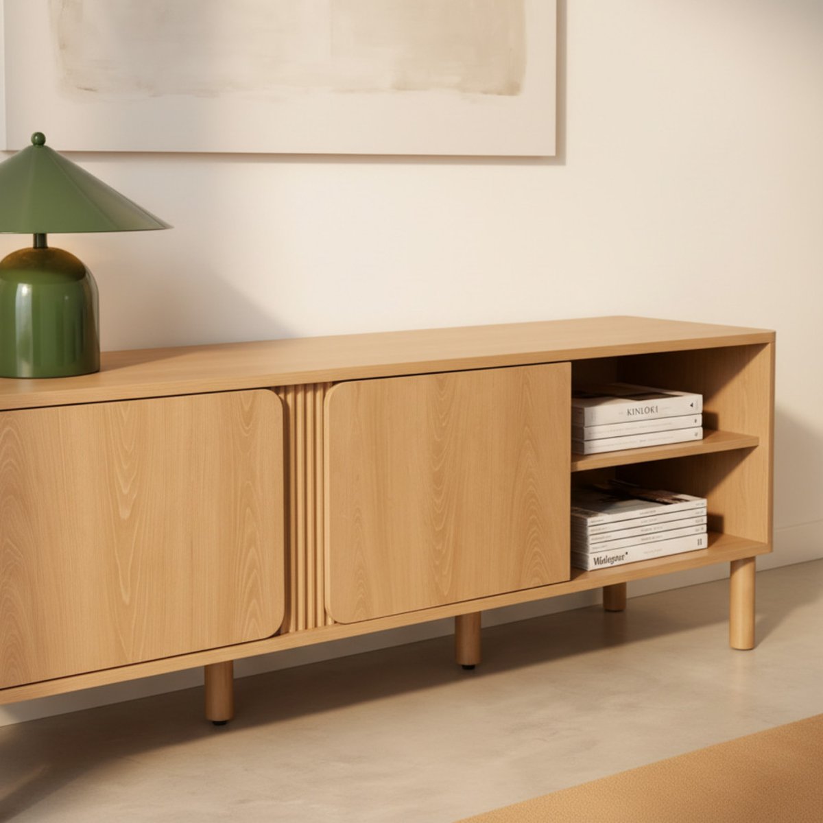 Meuble TV 2 portes en bois L140cm- NOA bois clair, DRAWER