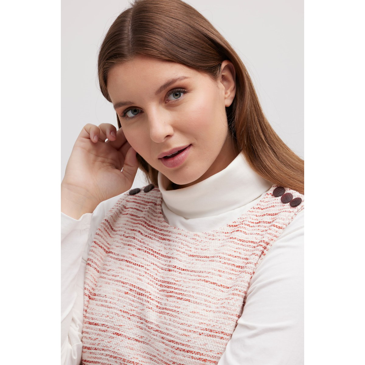 Pull sans manches en molleton, rayures rouge, ULLA POPKEN