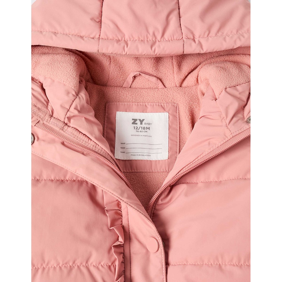 Doudoune avec capuche et doublure en polaire rose, ZIPPY