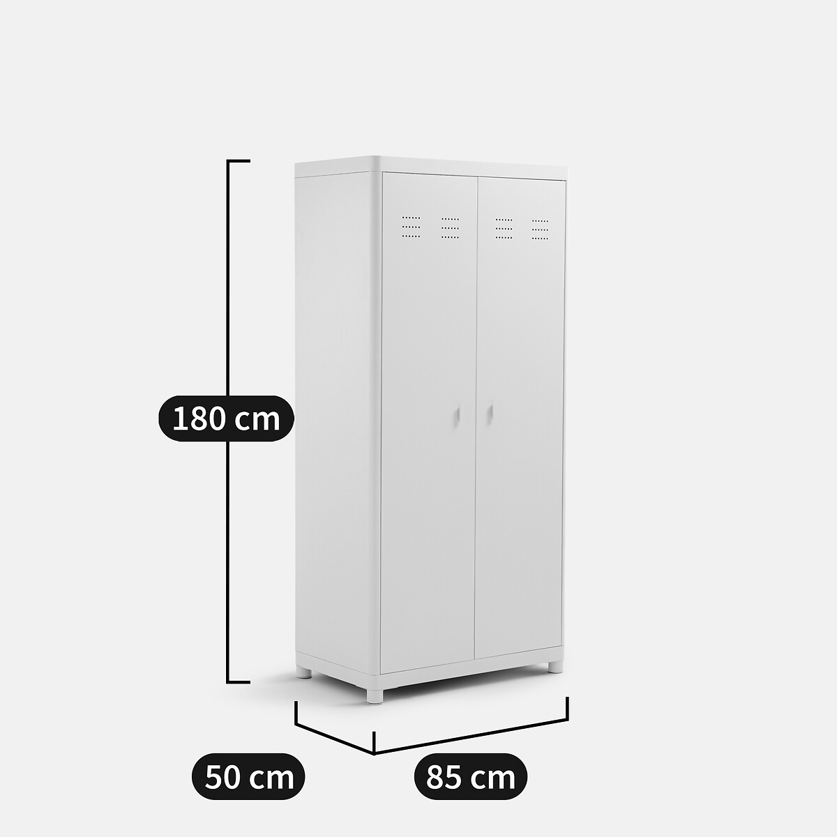 Armoire 2 portes, métal acier, Livona galet, LA REDOUTE INTERIEURS
