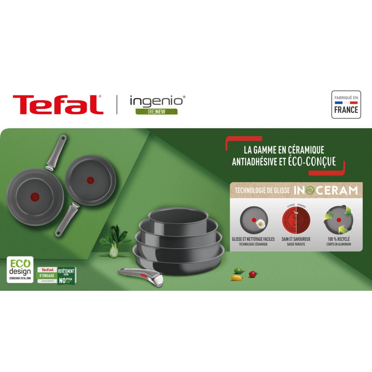 Sauteuse Ingenio Renew 24cm L2603502 blanc, TEFAL