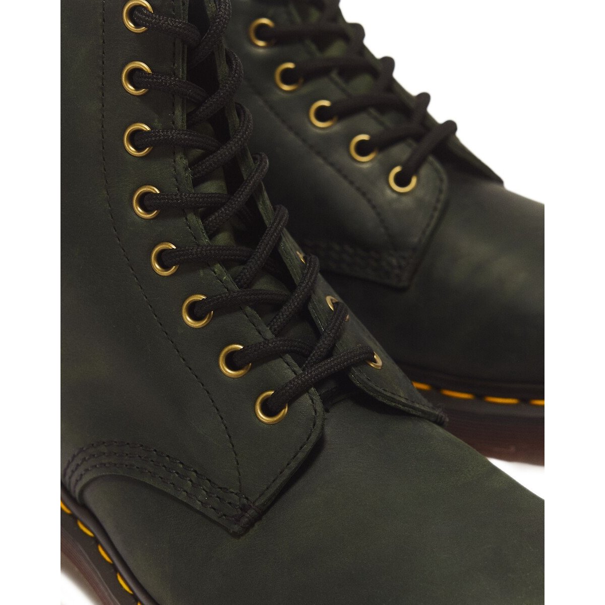 Boots 1460 DMs en cuir Crazy Horse vert foncé, DR. MARTENS