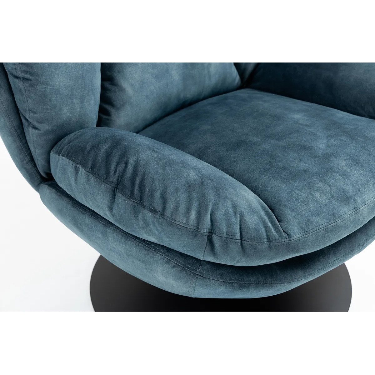 Fauteuil pivotant en velours - TOPI bleu gris, MATHI DESIGN