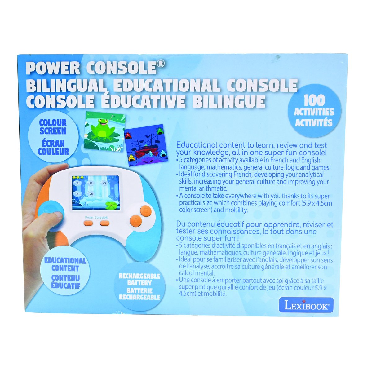 Power Console®,la console de jeux éducative français-anglais multicolore, LEXIBOOK