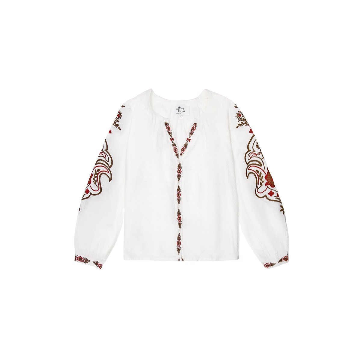 BLOUSE imprimé ethnique BARLY 11-ecru, LA PETITE ETOILE