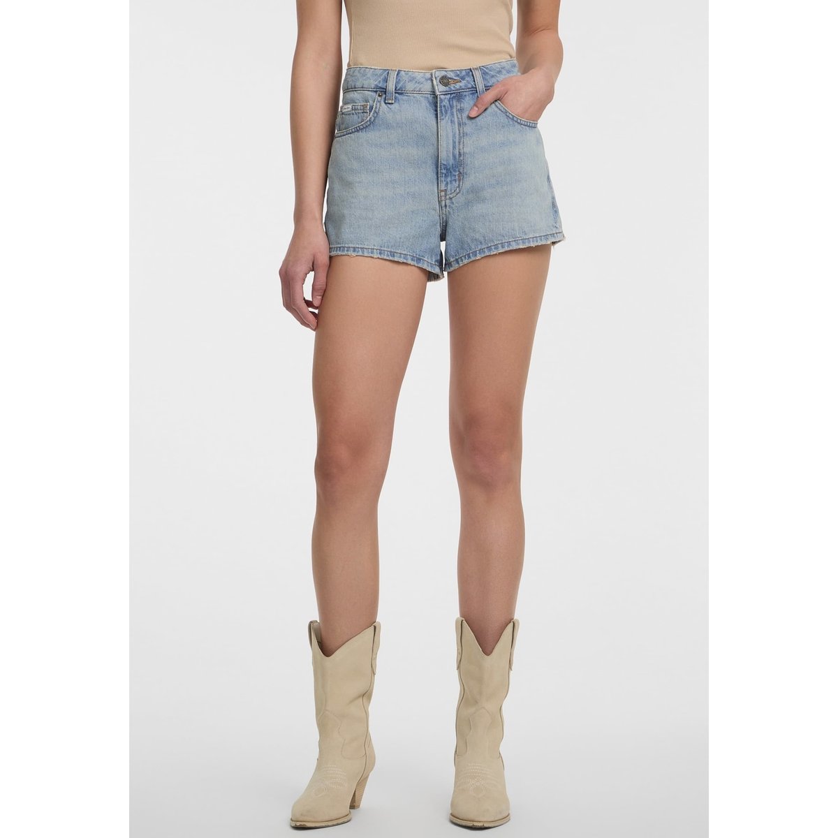 Short En Jean Taille Haute bleu ciel, GUESS