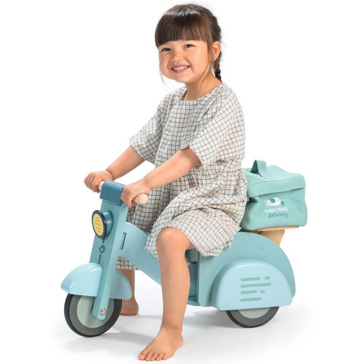 Porteur Scooter Avec Panier bleu, TENDER LEAF TOYS