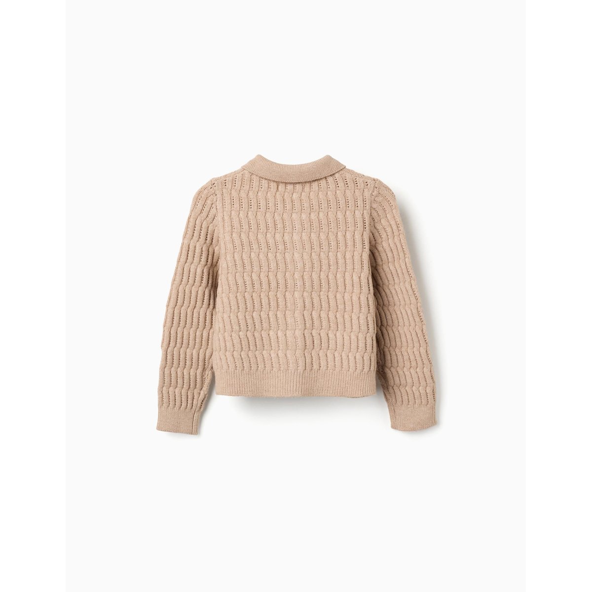 Cardigan en maille torsadée et ajourée beige clair, ZIPPY