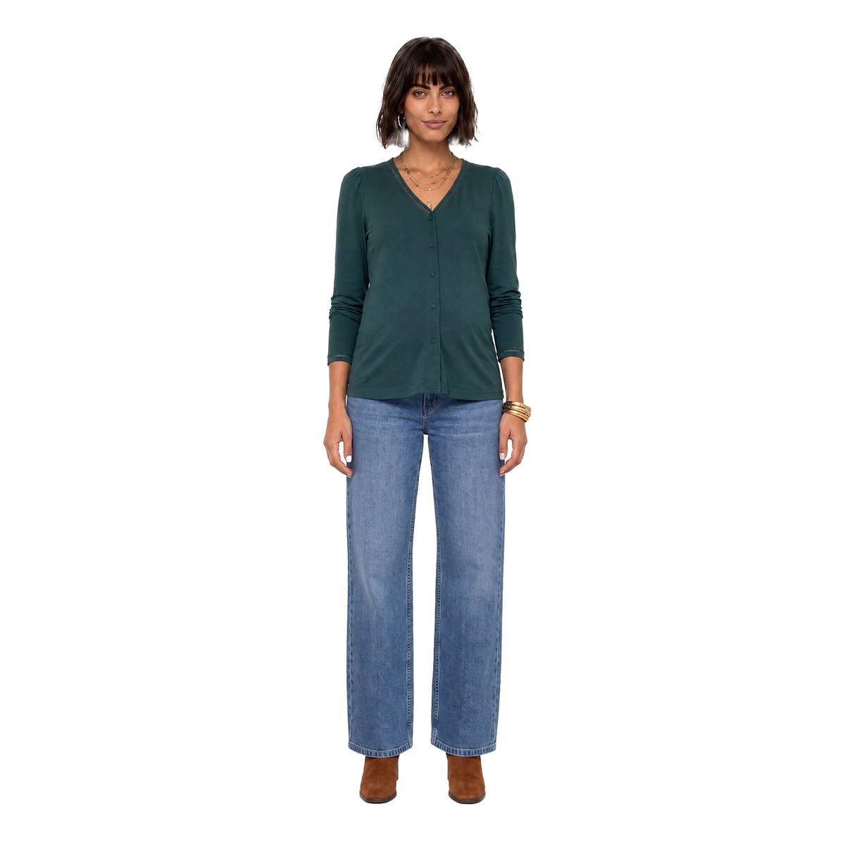 T-shirt grossesse et allaitement manches longues vert sapin, VERTBAUDET