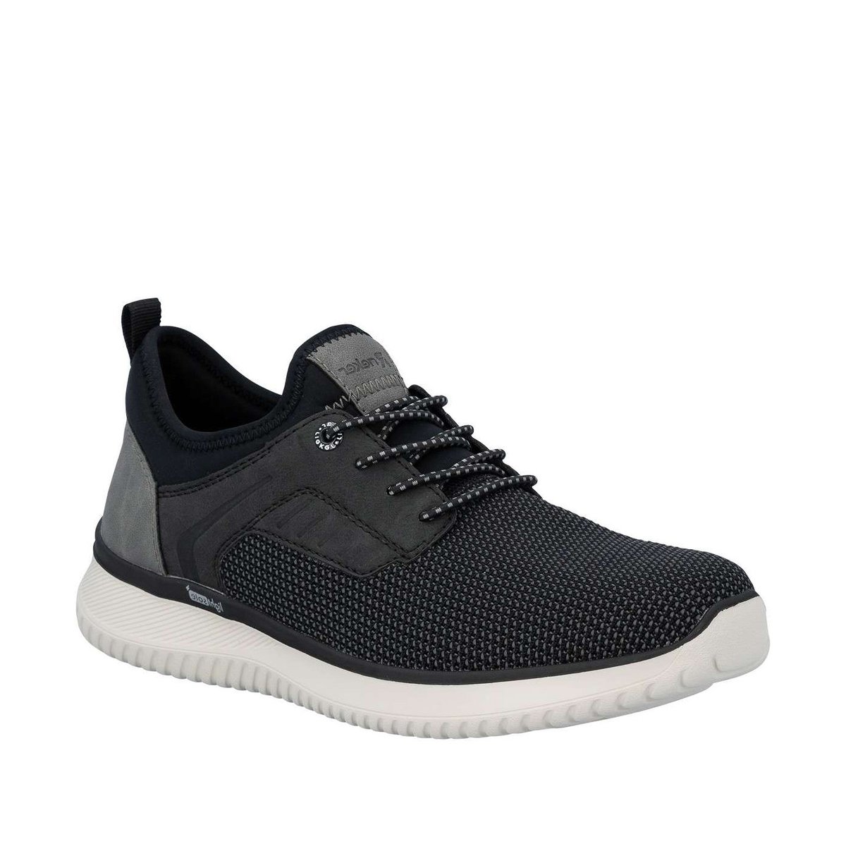Sneakers noires à talon plat avec une languette d'aisance à l'arrière noir, RIEKER