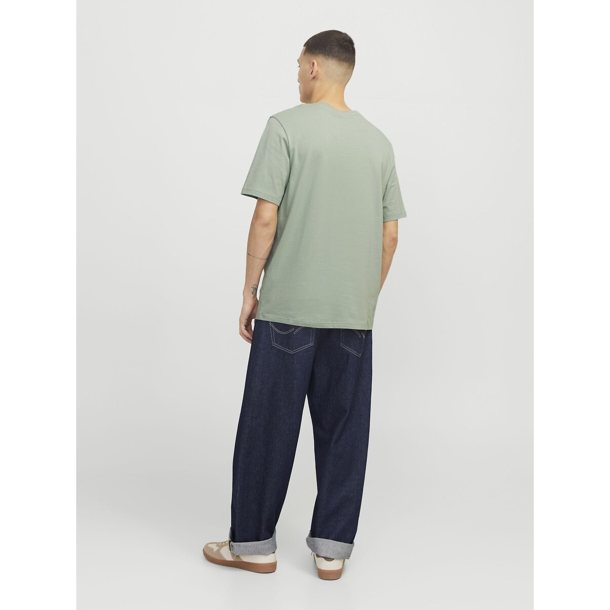 T-shirt à imprimé col rond vert pastel, JACK & JONES