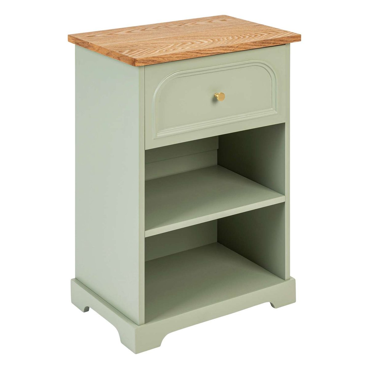 Table de chevet 1 tiroir et 2 étagères en bois MOHEA vert, ATMOSPHERA