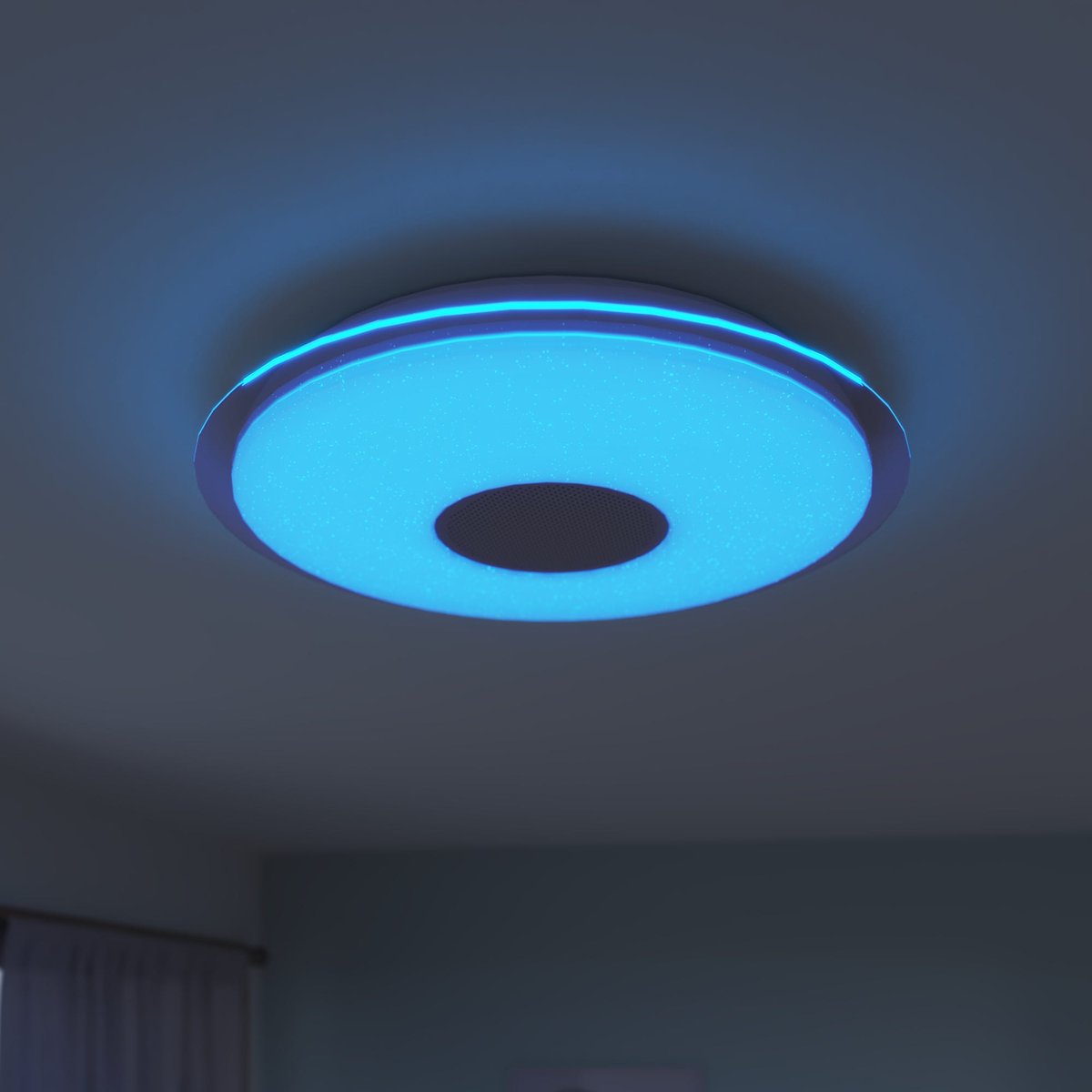 Plafonnier connecté LED avec enceinte, VZZINI ENKI blanc, INSPIRE